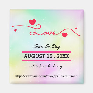 Imã Salvar a Data, corações de arco-íris,Colorido