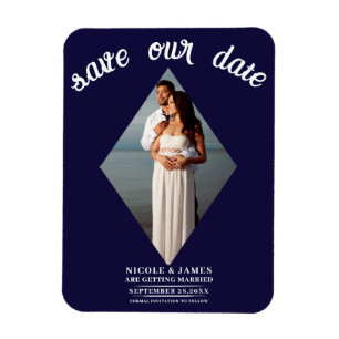 Ímã Salvar a Data de Casamento com Foto de Diamante Mí