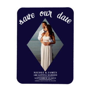 Ímã Salvar a Data de Casamento com Foto em Diamante Mí