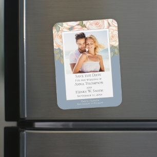 Ímã Salvar a Data de Casamento Elegante Moderno Azul P