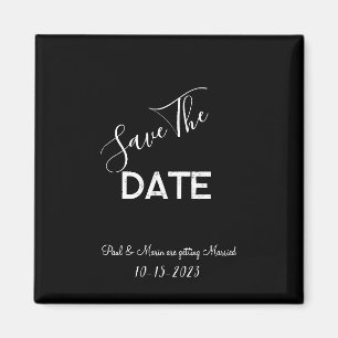 Imã Salvar a data de casamento minimalista preto e bra