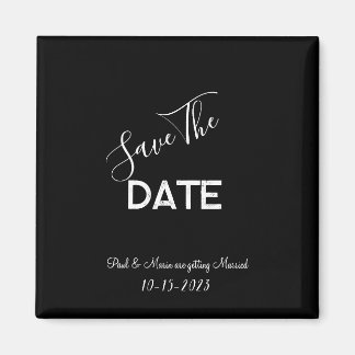 Imã Salvar a data de casamento minimalista preto e bra