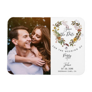 Ímã Salvar a data Foto Elegante do Coração de Amor F