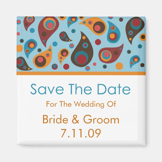 Imã Salvar a data - Paisley (Frente)