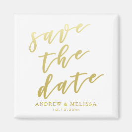 Imã Salvar a data | Script Dourado Branco e Preto