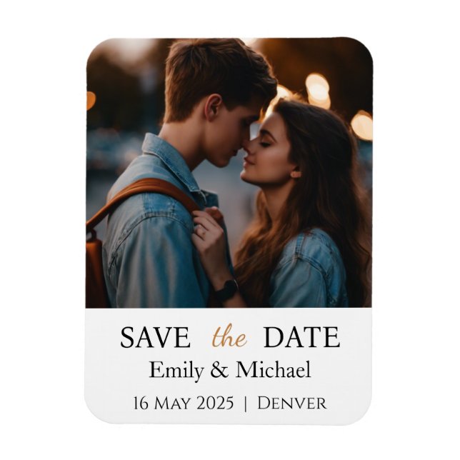 Ímã Salvar A Foto De Convite De Casamento De Data (Vertical)