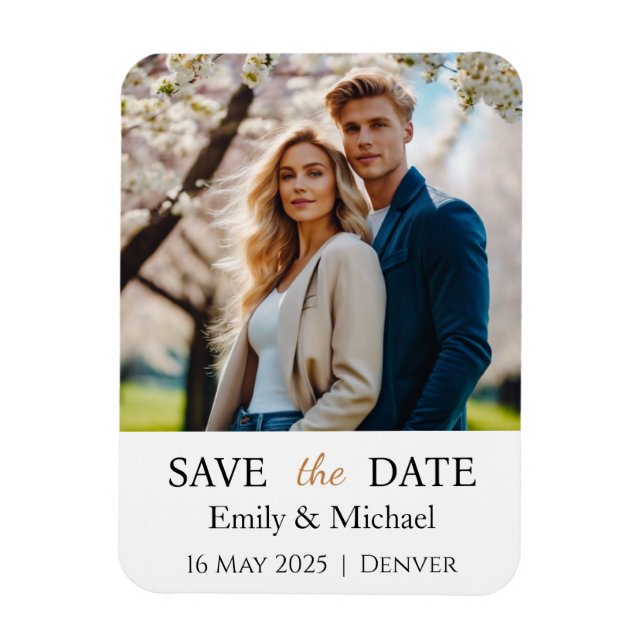 Ímã Salvar A Foto De Convite De Casamento De Data (Vertical)