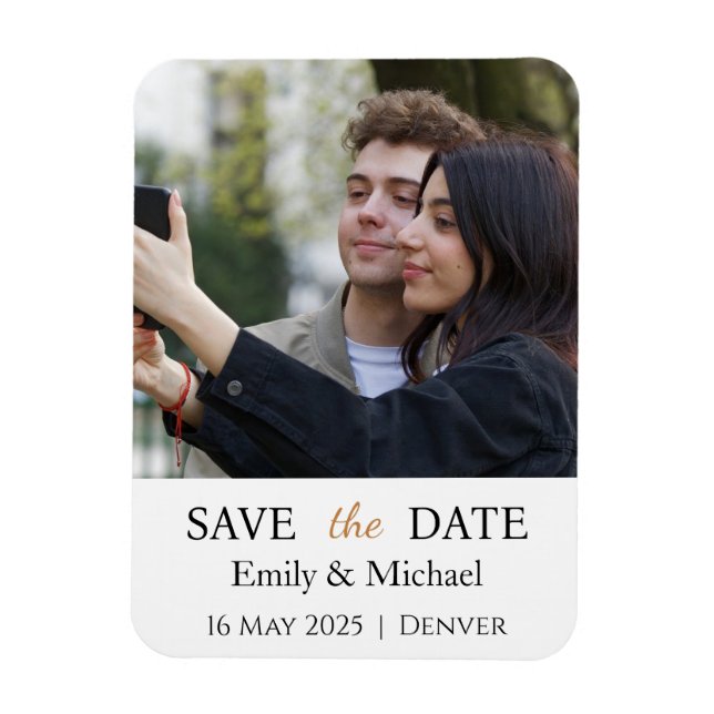 Ímã Salvar A Foto De Convite De Casamento De Data (Vertical)