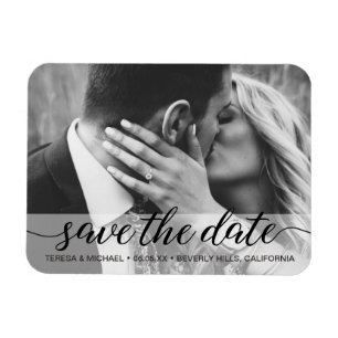 Ímã Salvar a Foto do noivado de script elegante Date