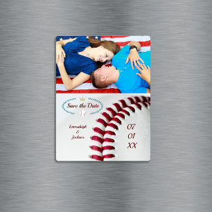 Ímã Salvar A Fotografia De Casamento Do Tema Baseball