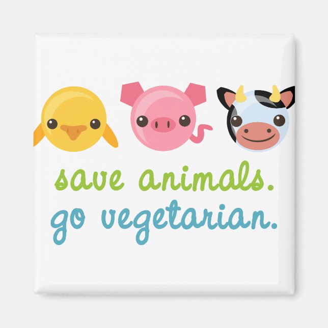Imã Salvar animais em vegetariano (Frente)