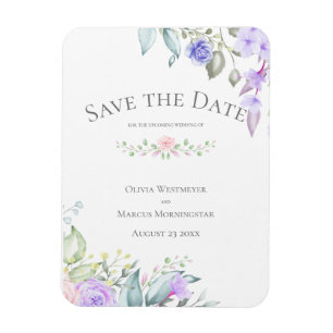 Ímã Salvar as flores Lilac e Rosa de Data
