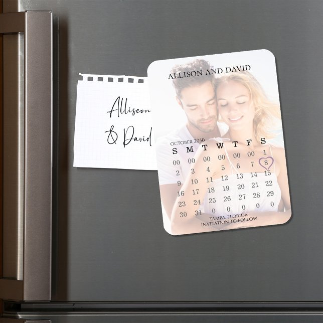 Ímã Salvar calendário de fotos de casamento de data si (Wedding save the date photo magnet. )