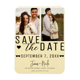 Ímã Salvar Data Casamento Moderno Amarelo Claro 2 Foto