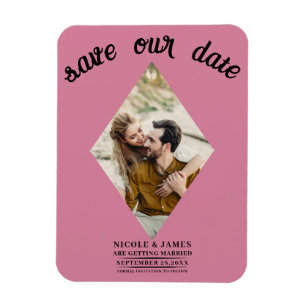 Ímã Salvar Data de Casamento com Foto Rosa Claire