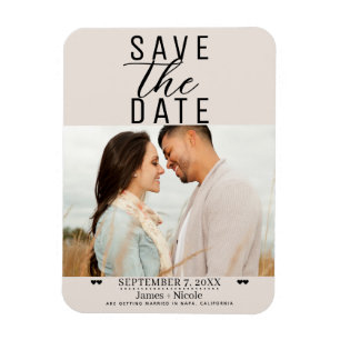 Ímã Salvar data de casamento moderno com foto e tom ro