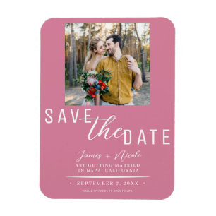 Ímã Salvar data Rosa Rosa Foto Casamento