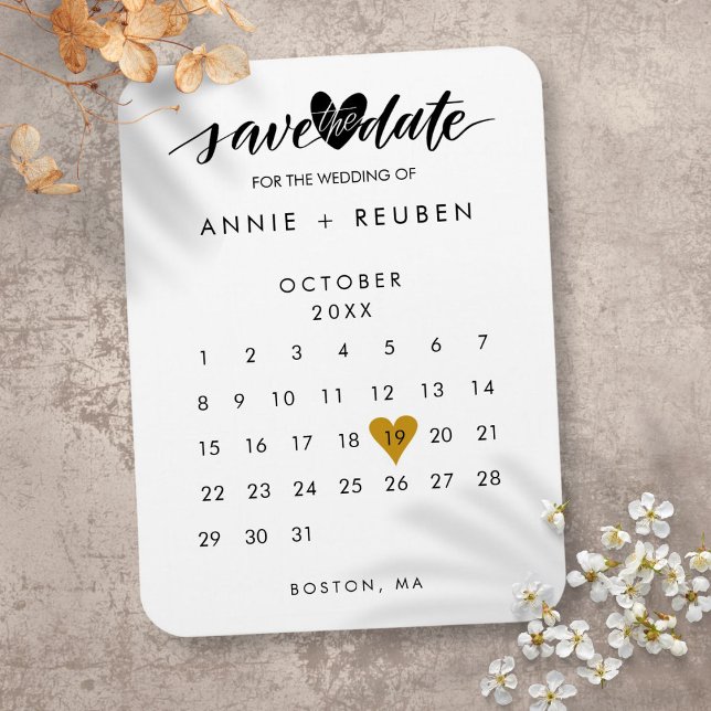 Ímã Salvar o Calendário de Na moda de Data (Save the Date Stylish Chic Calendar Magnet)