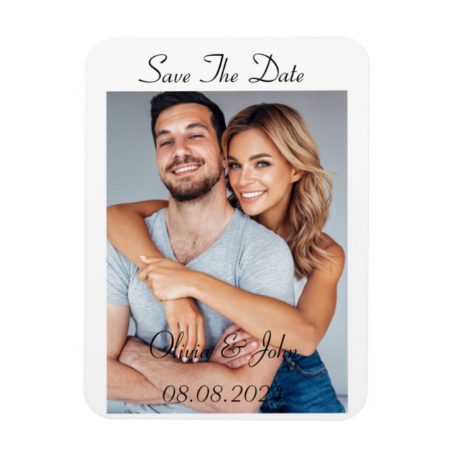 Ímã salvar o cartão com fotos personalizado de data (Vertical)