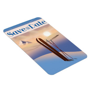 Ímã Salvar O Esqui De Vintage De Casamento De Data