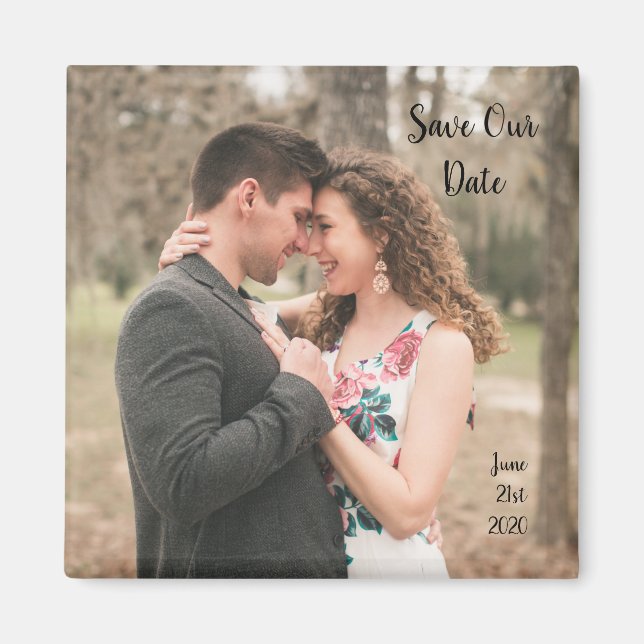 Imã Salvar o ímã de fotos de casamento de data (Frente)