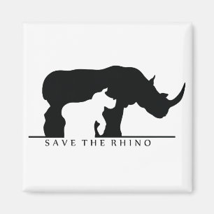 Imã Salvar o rinoceronte (o ver branco.)
