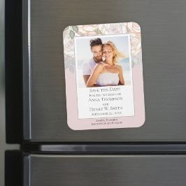 Ímã Salve a Blush Floral Moderno Elegante de Casamento