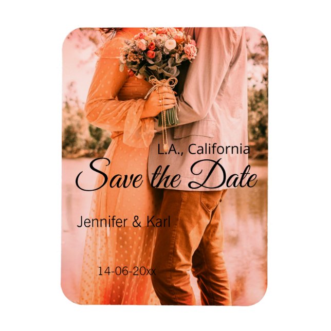 Ímã Salve a data adicionar nome do casal local data fo (Vertical)