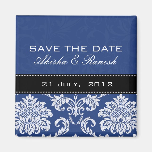 Imã salve a data azul do damasco (Frente)