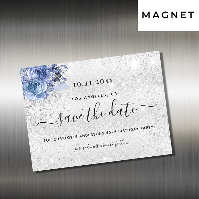 imã salve a data azul festa de aniversário (Criador carregado)