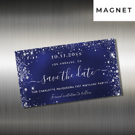 Imã salve a data azul marinho de aniversário