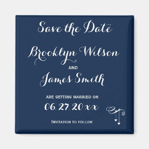 Imã salve a data azul personalizada do casamento