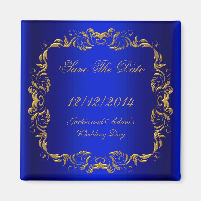Imã SALVE A DATA  Azul Real Dourado (Frente)