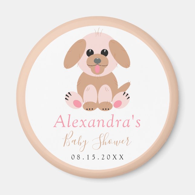 Imã Salve A Data Bebê Personalizado Puppy Neutro (Frente)