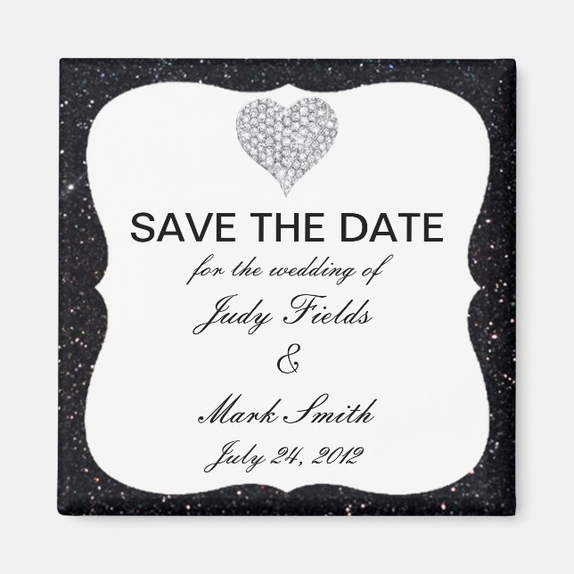 Imã salve a data Cardíaca de Diamante Negro (Frente)