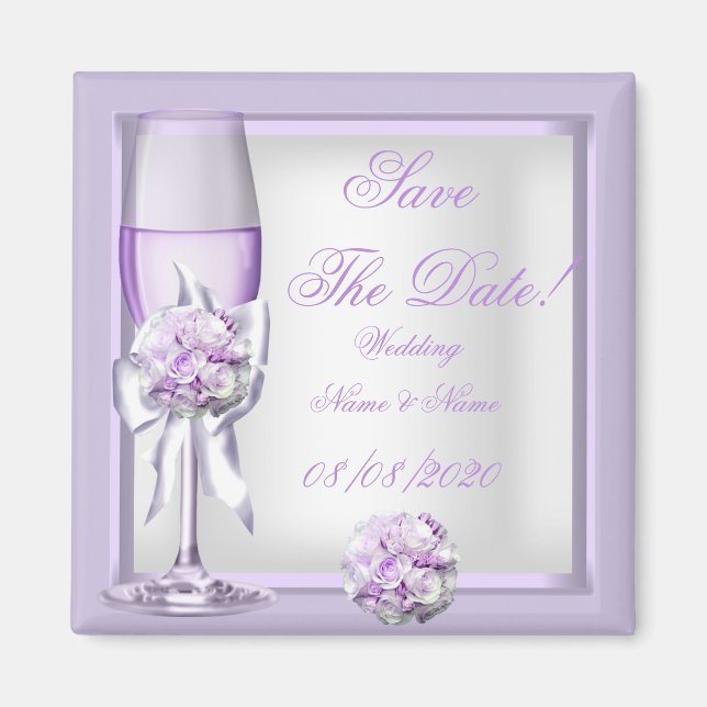 Imã Salve A Data Casamento Lavanda Roxo Lilás 3 (Frente)