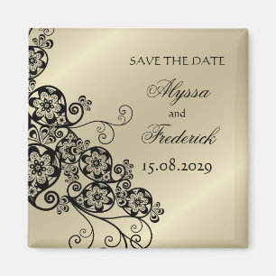Imã salve a data chique elegante floral de Paisle