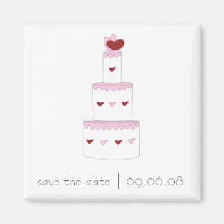 Imã salve a data com Design de Bolo de Casamento