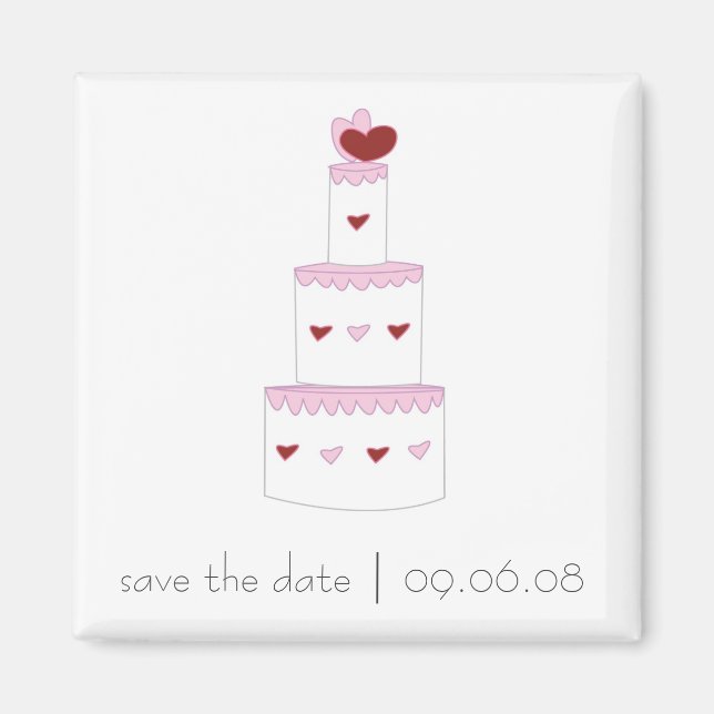 Imã salve a data com Design de Bolo de Casamento (Frente)