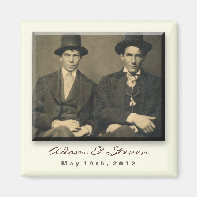 Imã salve a data com retrato vintage. (Frente)