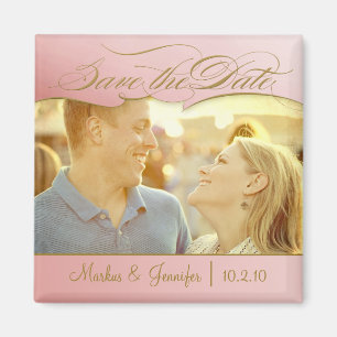 Imã salve a data cor-de-rosa e Dourado de DIY da