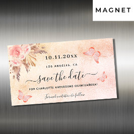 Imã salve a data da borboleta Quinceanera pampas