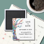 Imã Salve A Data Da Reunião Da Família Rainbow Tree<br><div class="desc">Peça à sua família para Guardar a Data da Reunião Familiar com este ímã na moda. Apresenta uma árvore genealógica colorida que foi originalmente feita em mosaico de vidro. Facilmente personalizável com seus detalhes. Use a opção Personalizar mais para alterar o tamanho, o estilo ou a cor do texto, se...</div>