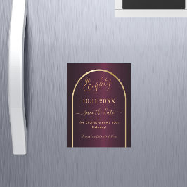 Imã salve a data de aniversário de 80 Burgundy