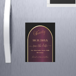 Imã salve a data de aniversário de 90 Burgundy Pre