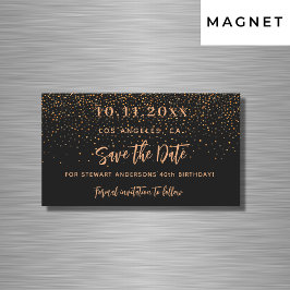 Imã salve a data de aniversário de confetti em our