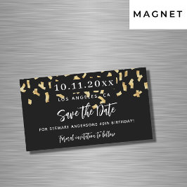Imã salve a data de aniversário de confetti em our