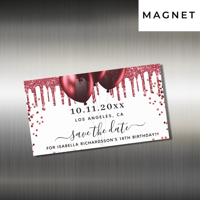 Imã salve a data de balões brancos e brancos (Criador carregado)