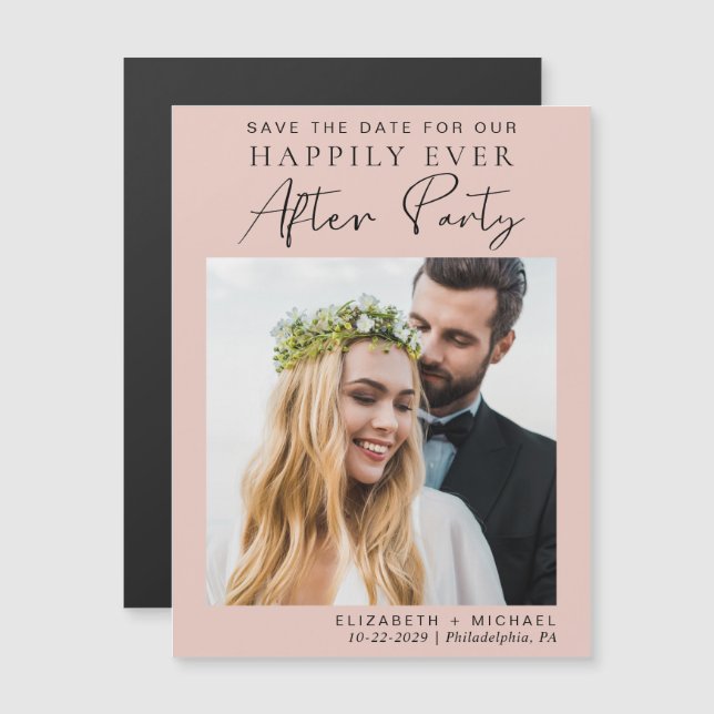 Imã salve a data de Blush de Fotografias de recepç (Frente/Verso)