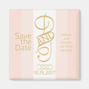 Imã salve a data de Blush Dourada rosa